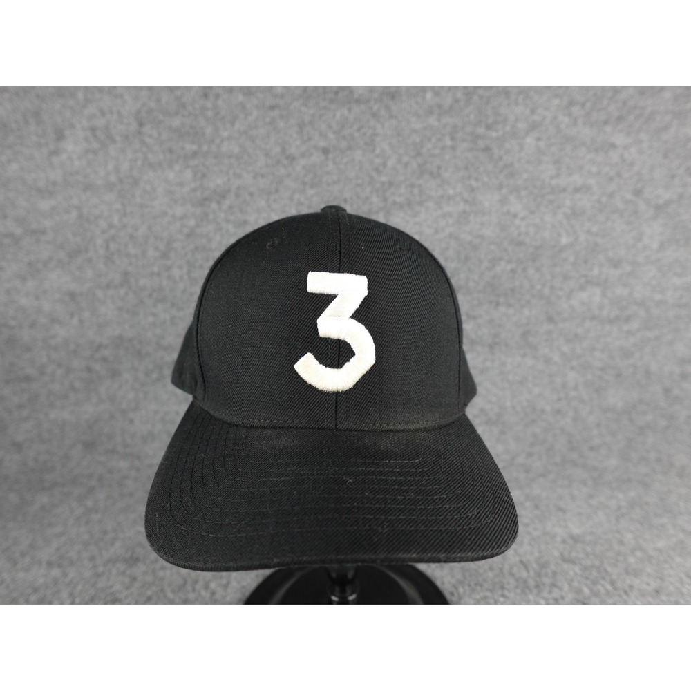 Chance the Rapper Black Baseball Cap with White 3 Logo and Red Chance Embroidery